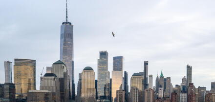 New York, USA, 28 September 2023 - View of the lower Manhattan skyline from Hoboken, New Jersey. Credit: Enrique Shore/Alamy Stock Photos