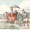 Comic Sketch by T S Seccombe showing King Canute and his courtiers trying to stop the tide coming in.