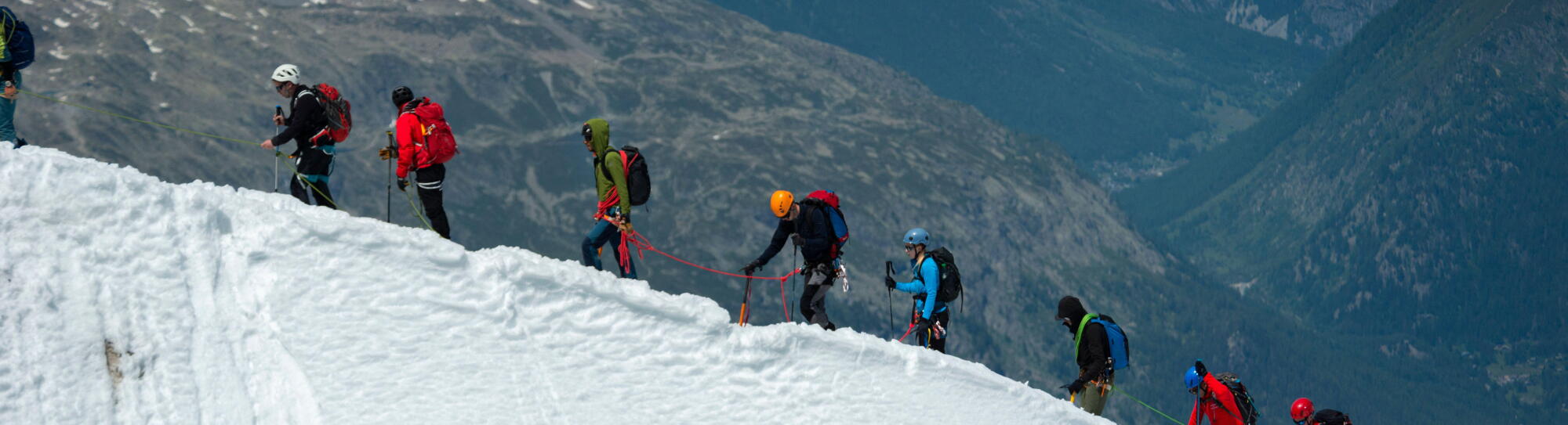 Climbers at Aiguille du Midi, Mont Blanc France