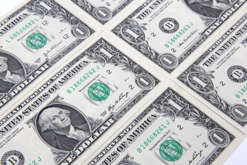 US one dollar bills