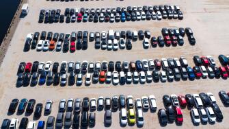 Veghel, Netherlands. 21st June, 2025. VEGHEL, NETHERLANDS - JUNE 21: A parking lot of Ayvens, the biggest lease company for cars in the Netherlands, where over 50.000 cars per year will be handled on June 21, 2025 in Veghel, Netherlands. (Photo by Joris V
