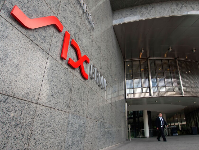Main entrance of SIX Swiss Exchange, the Zurich Stock Exchange in Zurich, Switzerland