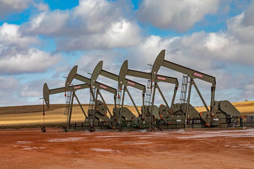 Watford City, North Dakota - Oil production in the Bakken shale formation.