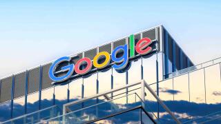 Google sign logo headquarters building, Toronto, Canada. Digital enhancement