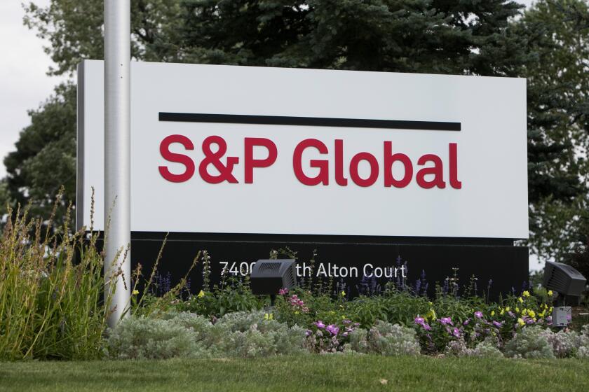 A logo sign outside of a facility occupied by S&P Global, Inc., in Centennial, Colorado, on July 22, 2018.