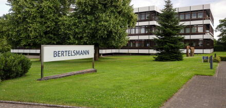 Guetersloh, North Rhine-Westphalia, Germany - BERTELSMANN, headquarters of Bertelsmann SE & Co. KGaA. Bertelsmann is an international media, services,