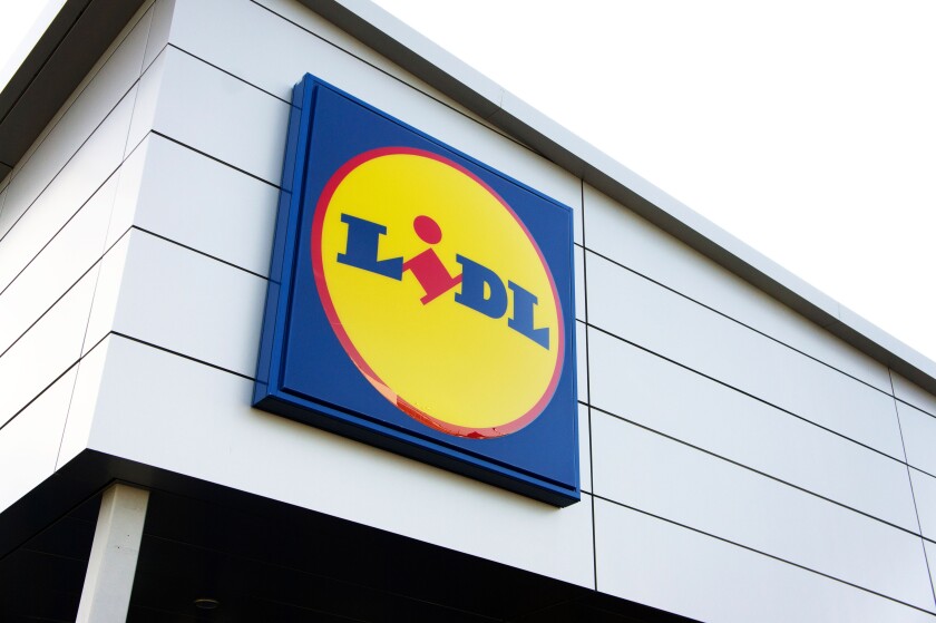 A Lidl discount store sign, uk