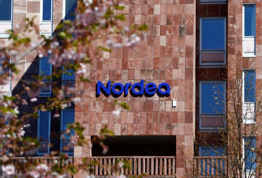 The Nordea bank logo is seen at the bank's headquarters in Stockholm, Sweden, May 7, 2017. REUTERS/Ints Kalnins