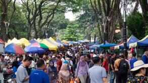 people in crowded market in Kuala Lumpur, Malaysia
