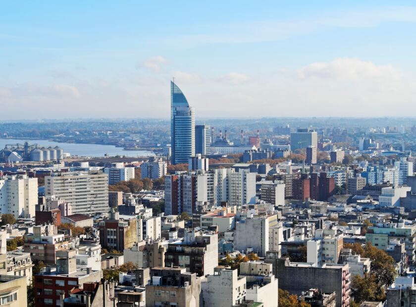 Uruguay, Montevideo, Cityscape viewed from the City Hall(Intendencia de Montevideo).