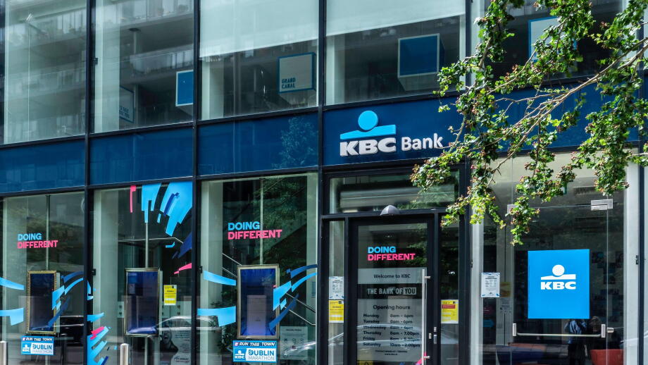 A branch of KBC bank in Forbes Street, Dublin, Ireland. The bank recently announced that it is closing its operations in Ireland.