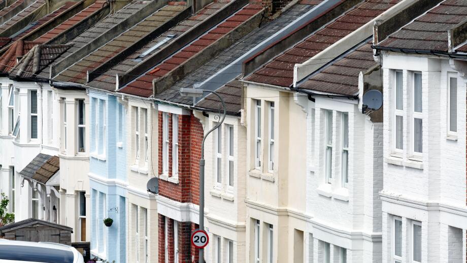 Close up of terraced houses on Gordon Road Brighton Sussex