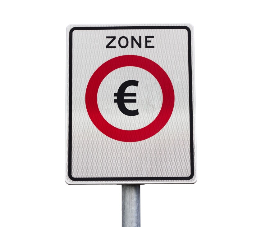 Entry to the Euro zone road sign