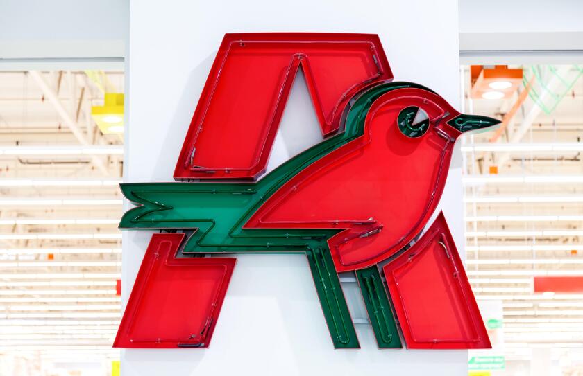 Auchan trade mark. French distribution network Auchan united more than 1300 shops