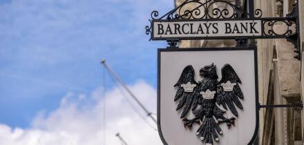 LONDON - May 21, 2022: Traditional old Barclays Bank sign on side of building on Fleet Street