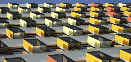 Colorful exterior decoration of apartment buildings