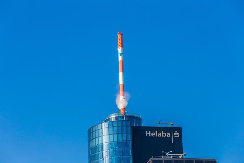 Top of the Main Tower skyscraper in the city of Frankfurt