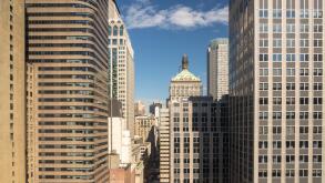 Office buildings panorama around 45th Street in New York