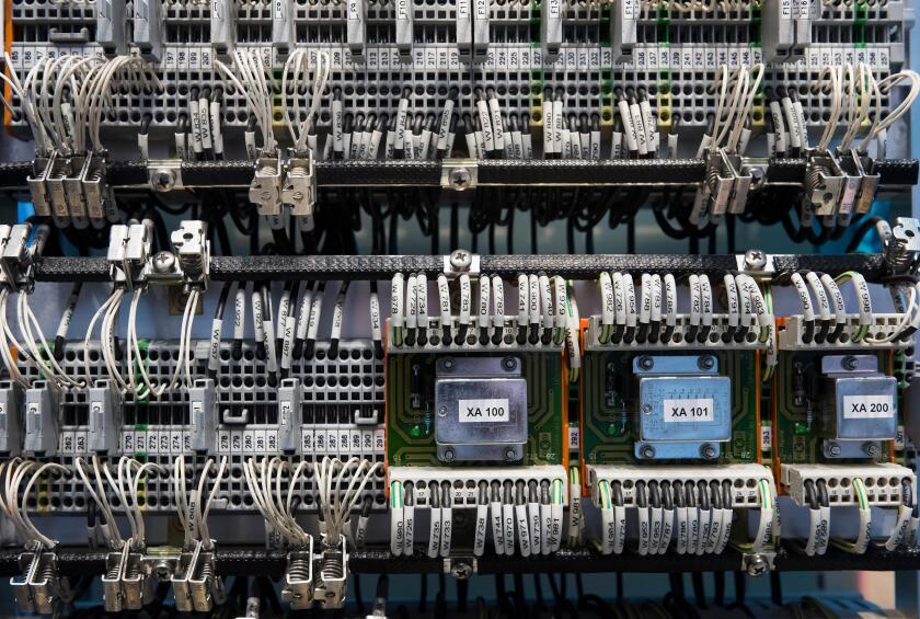 Control cabinet of a brake system, showroom of the Knorr-Bremse AG company, Munich, Bavaria, Germany