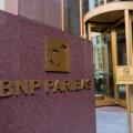 New York, March 15, 2018: Entrance to BNP Paribas office building in midtown Manhattan.