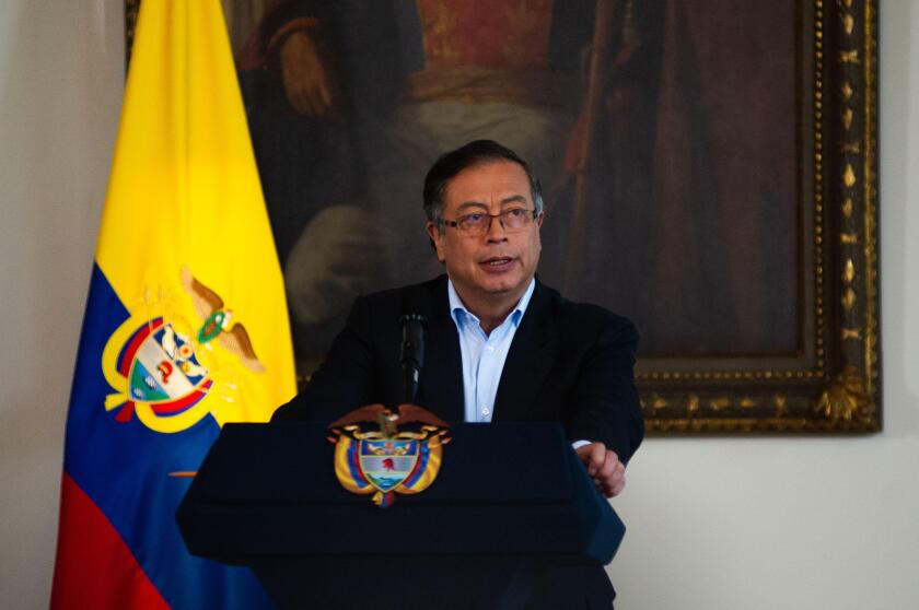 Bogota, Colombia. 15th Nov, 2022. Colombian president Gustavo Petro speaks during a press conference about the first 100 days of his government in office, in Bogota, Colombia on November 15, 2022. Photo by: Chepa Beltran/Long Visual Press Credit: Long Vis