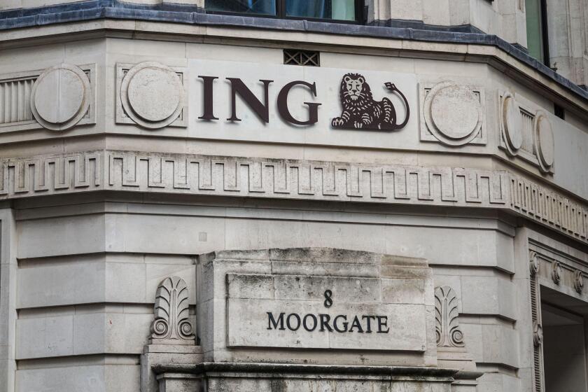 ING Bank branch on Moorgate in London, England, United Kingdom, UK