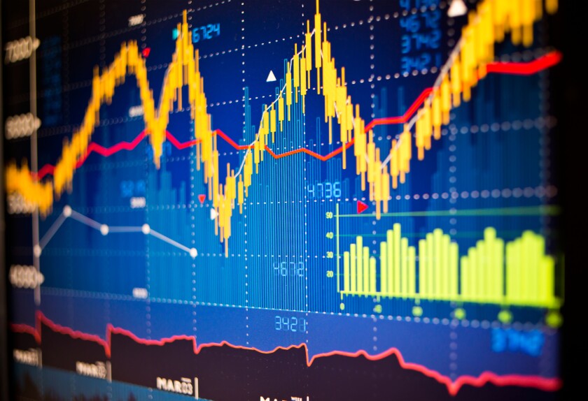 Stock market index graphs background.