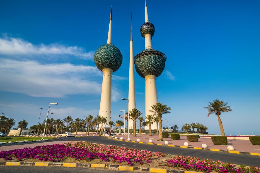 Landmark Kuwait towers in Kuwait City, Kuwait, Middle East