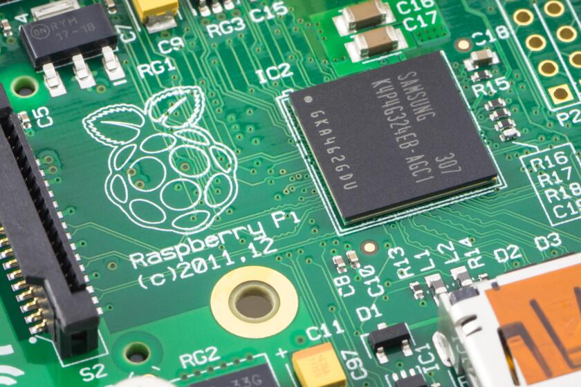 Close-up of a Raspberry Pi Model-B