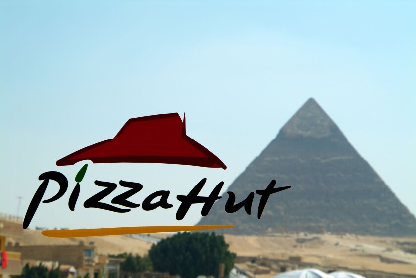 Pizza Hut at the Giza Pyramids, Cairo, Egypt
