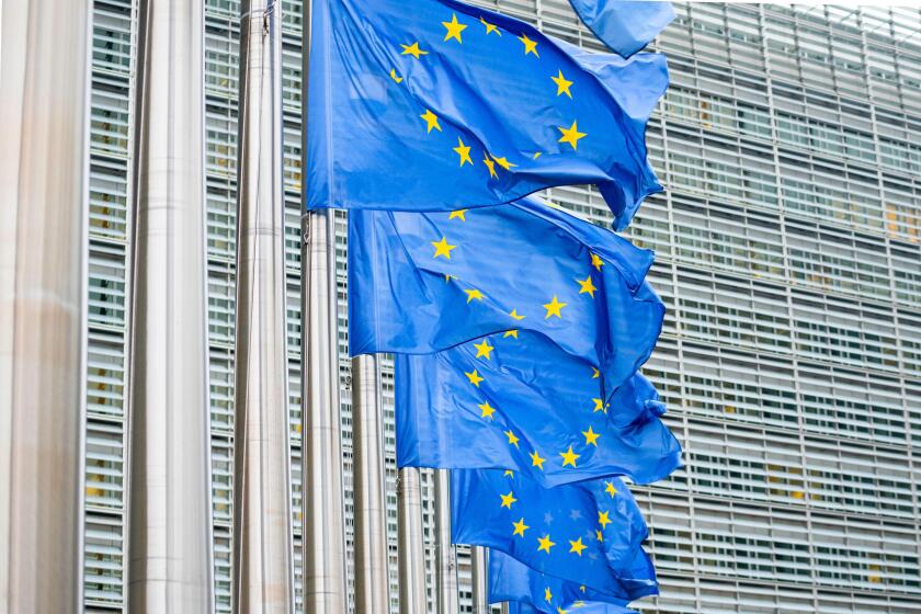 European Union Flags in the European Quarter in Brussels (Belgium)