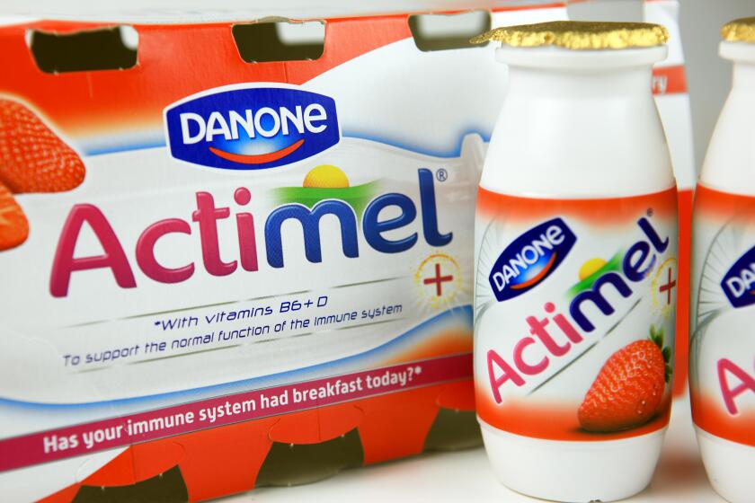 Actimel probiotic yogurt drink produced by French company Danone