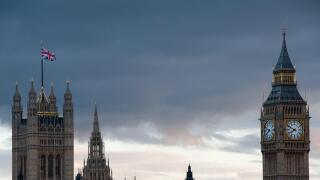 Storms Clouds gathering over the UK Houses of Parliament, London, UK
