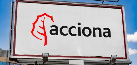 Advertisement billboard displaying logo of Acciona