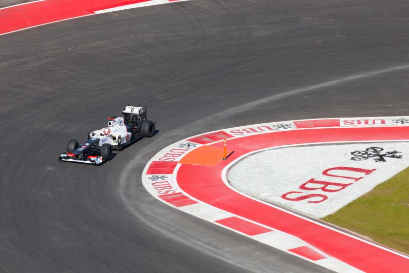 Kamui Kobayashi in the Sauber F1 car during practice for the Formula One United States Grand Prix at Circuit of the Americas