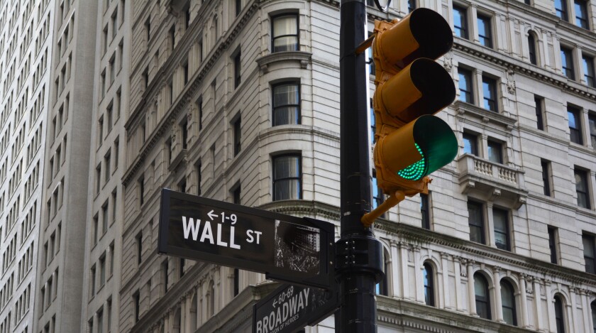 Wall Street sign in Manhattan, New York