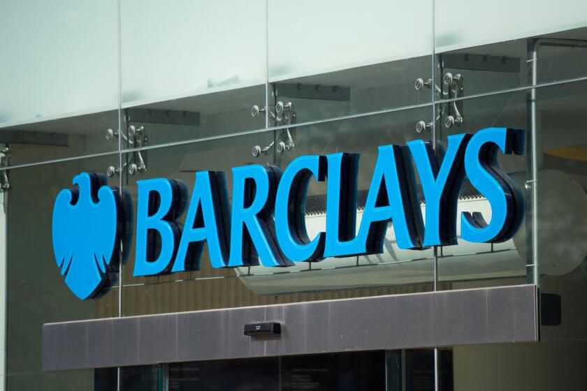 Barclays bank sign logo.