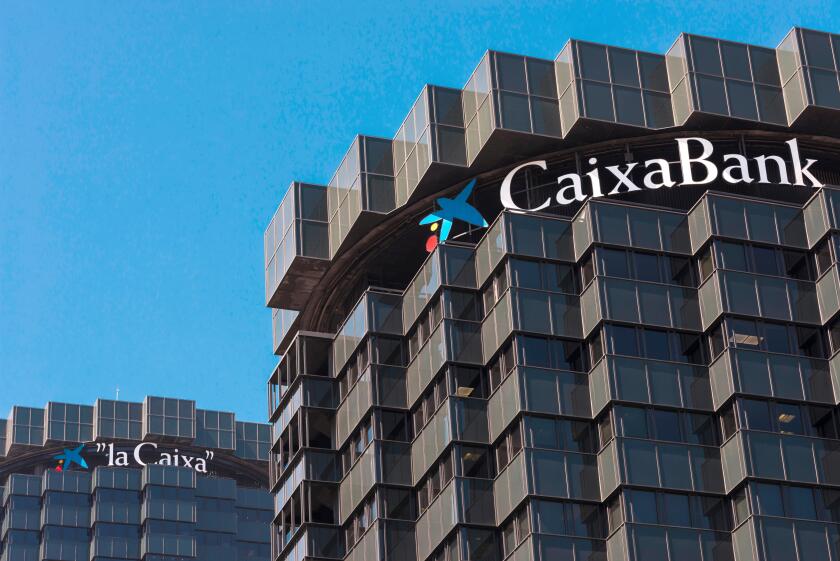 CaixaBank headquarters and the Banking Fundacion "la Caixa" in Barcelona, Catalonia, Spain.