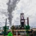 KARDEMIR, TURKEY - JULY 15, 2019: Panoramic view of Kardemir Karabuk Iron and Steel Factory.  The coal tower on coke and metallurgical plant. Karabuk,
