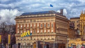 STOCKHOLM, SWEDEN - MARCH 30, 2016: The old building of the Swedish bank Svenska Handelsbanken in downtown Stockholm