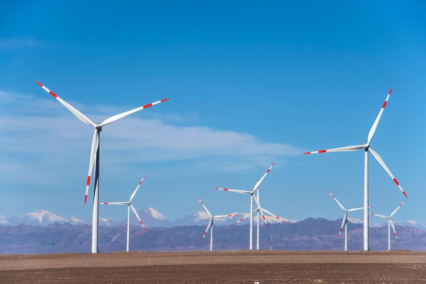 wind farm in the remote Atacama desert in Chile
