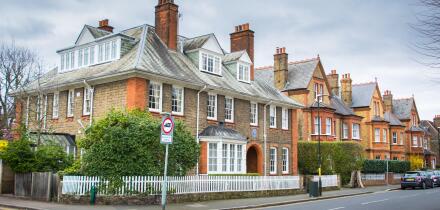 Street of houses in Wimbledon- south west London - UK