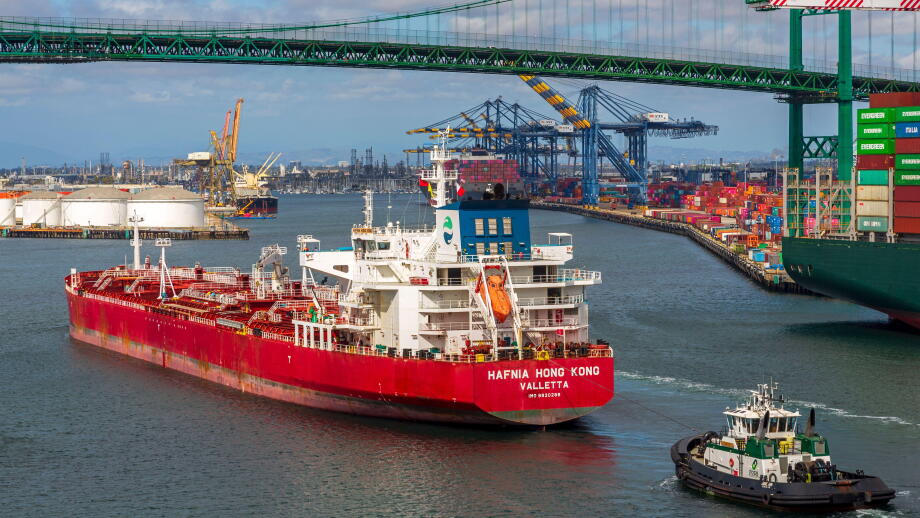 Hafnia oil tanker, Port of Los Angeles, San Pedro, California, USA