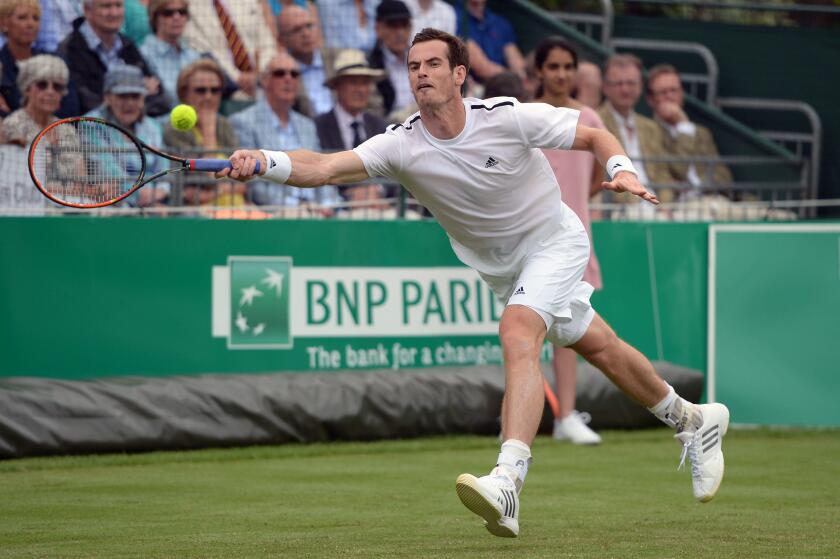 Great Britain's Andy Murray plays Spain's Tommy Robredo during the BNP Paribas Tennis Classic at The Hurlingham Club, London.