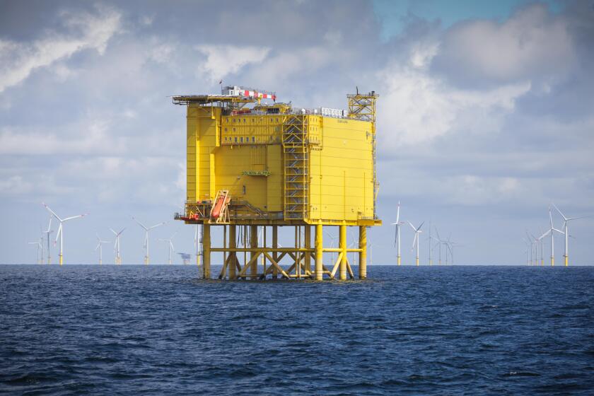 The DolWin Alpha HVAC to HVDC converter platform, located next to the Borkum Riffgrund Offshore Wind Farm in the German Bight.