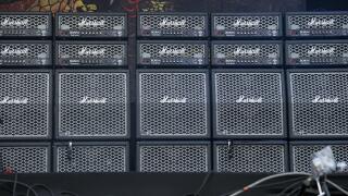 Marshall amps wall on main stage at Download Festival on 13th June 2014 - Donington Park