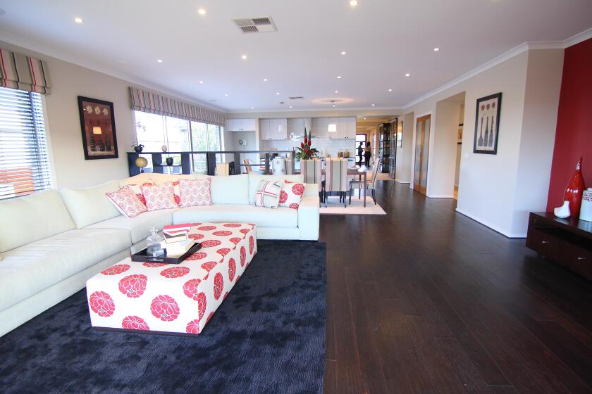 Living room with dark wooden flooring