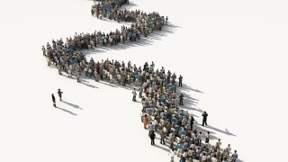 group of people waiting in line