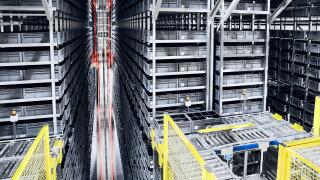 Modern automated warehouse management system.