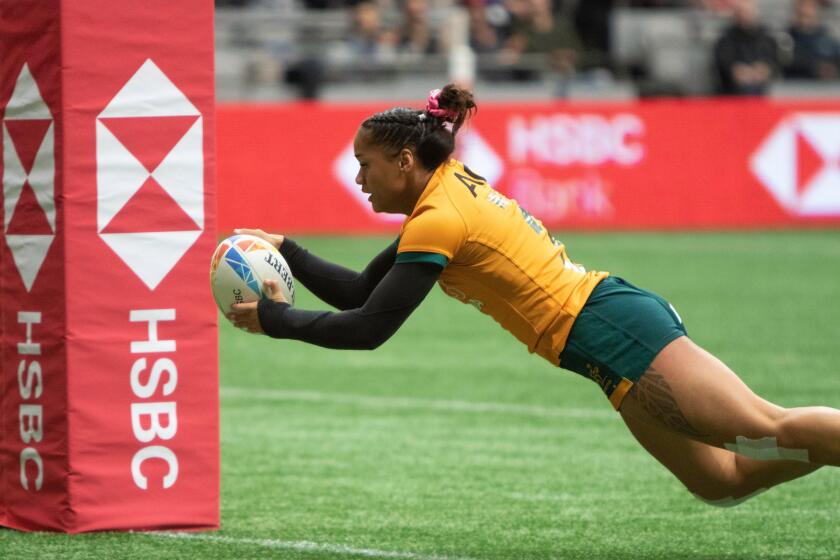 VANCOUVER, CANADA - MARCH 05: Semi Final match between Australia v USA during the HSBC World Rugby Sevens Series 2023 at BC Place Stadium in Vancouver, Canada. (Photo by Tomaz Jr/PxImages)
